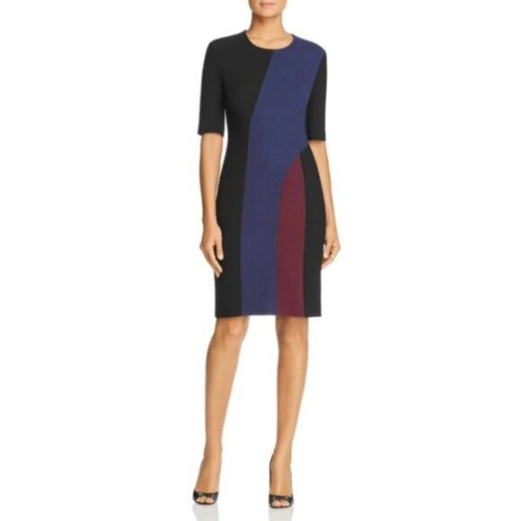 Hugo Boss Colorblock Knee Length Sheath Dress - Picture 14 of 16